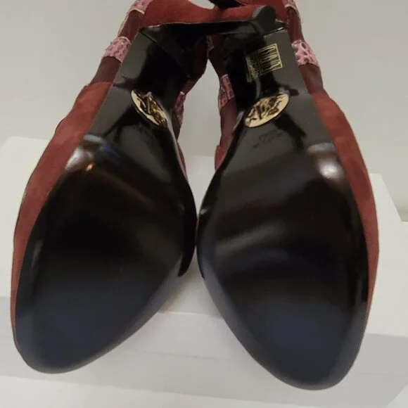 ROBERTO CAVALLI Python, Suede and Mesh Ankle Boots - Picture 12 of 14